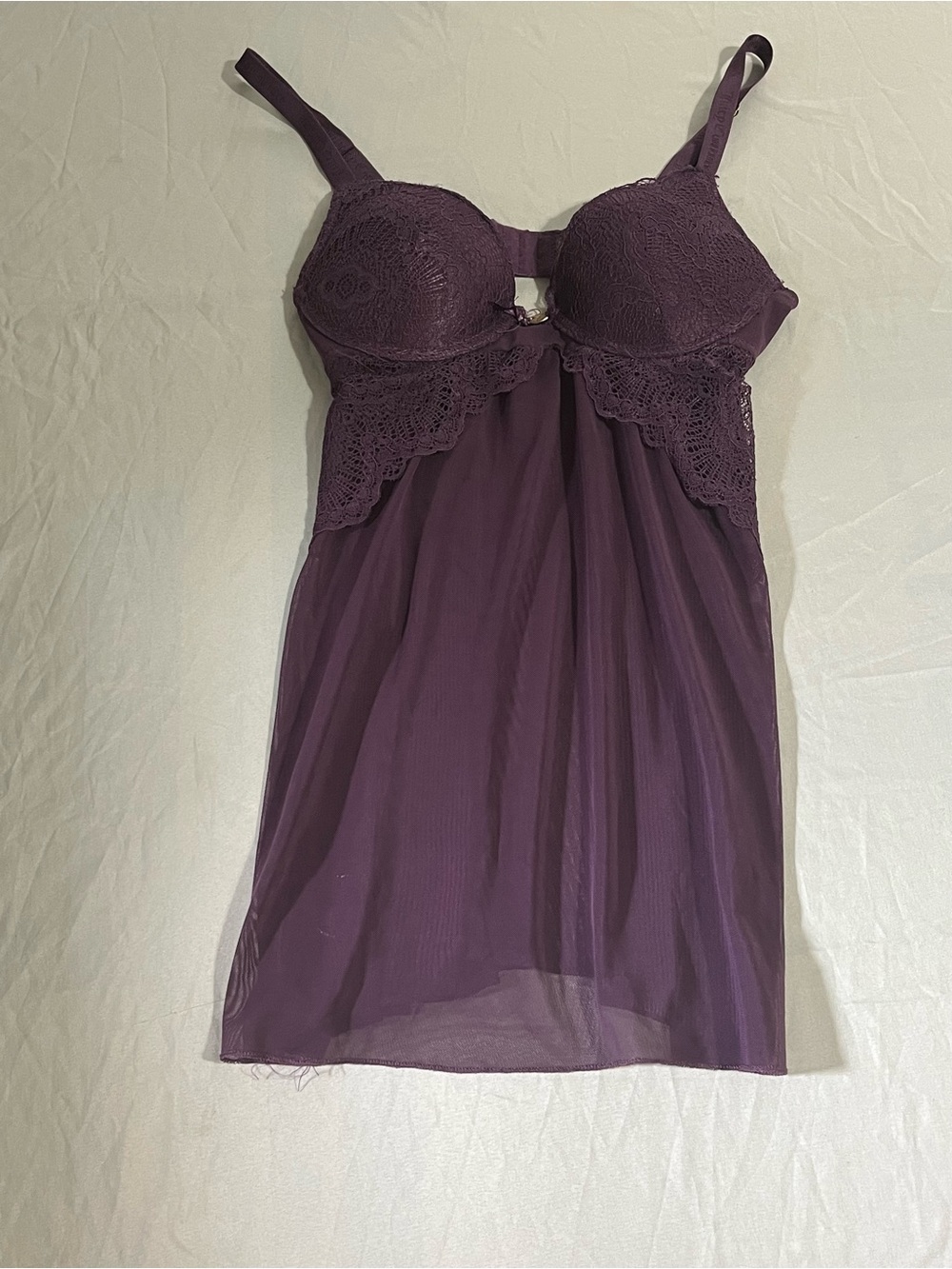 Juicy Couture Plum Lace Mesh Babydoll Chemise Womens Size Small